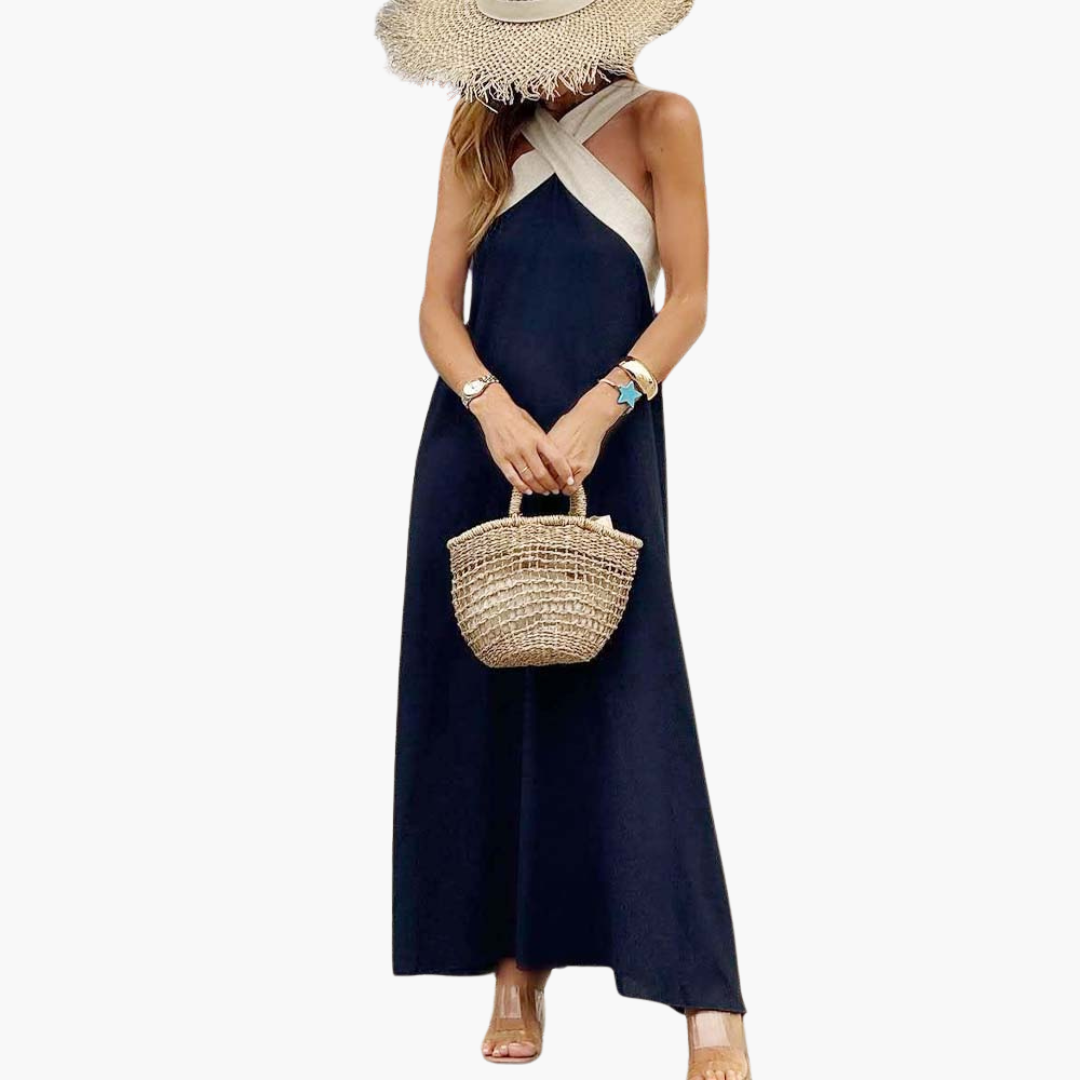 Eliza | Crossover Halter Maxi Dress