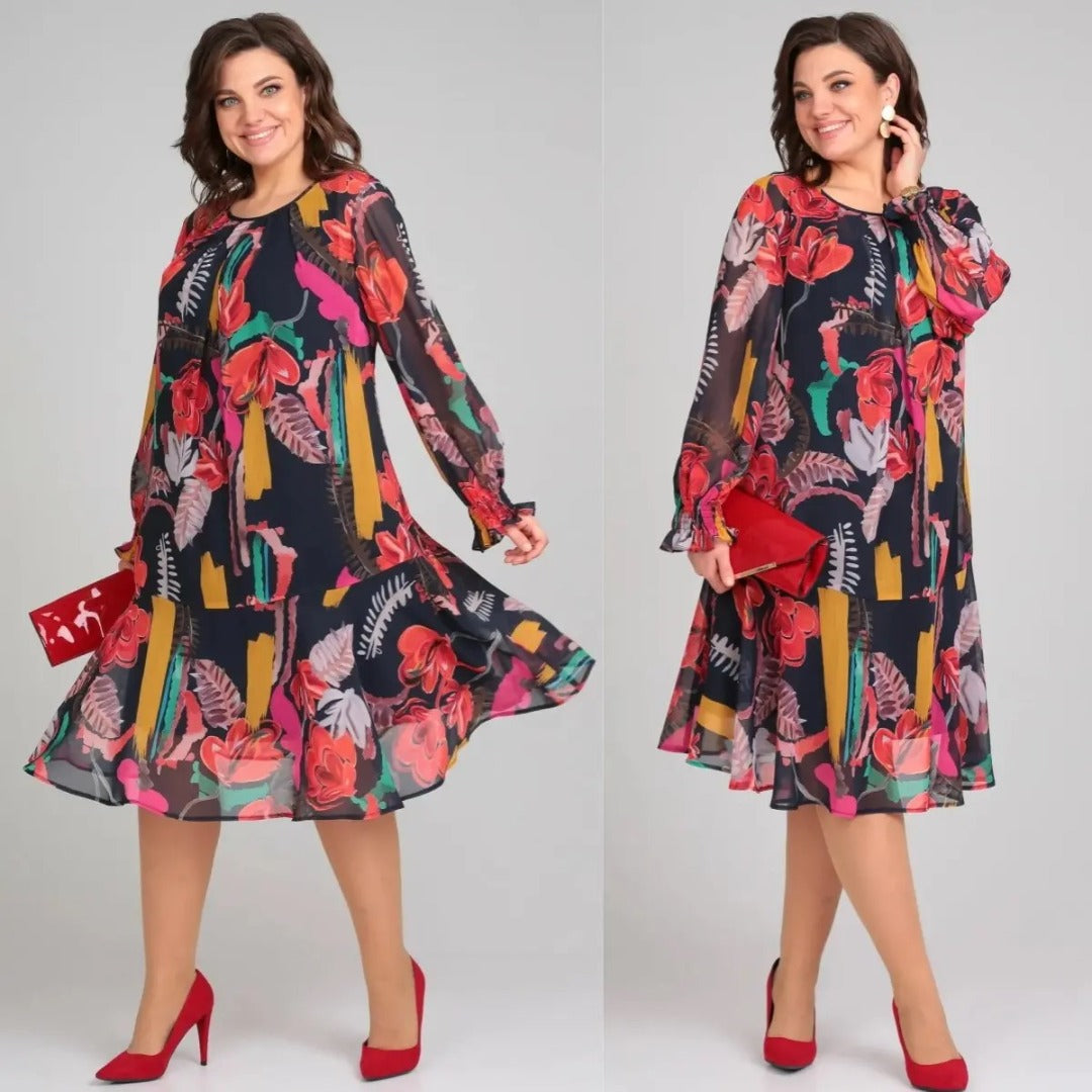 Flora - Modern Floral Midi Dress