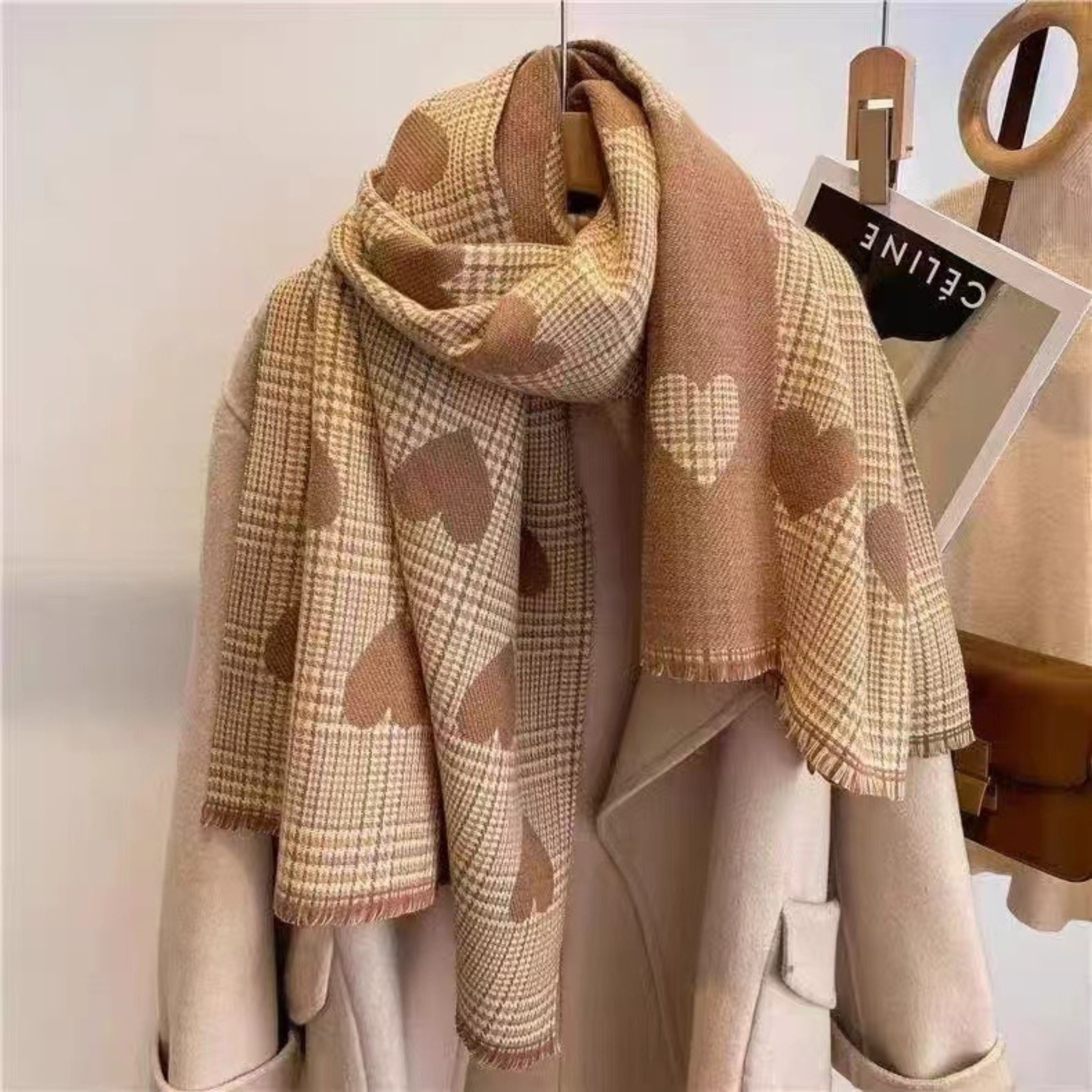 ZOLANI | Comfy Warm Plaid Double Side Tassel Scarf