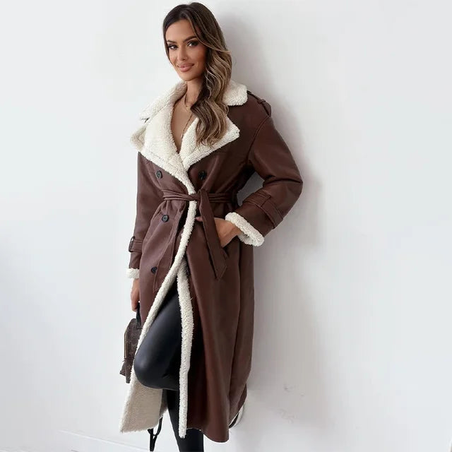 Velowyn | Women's Sherpa-Lined Long Trench Coat