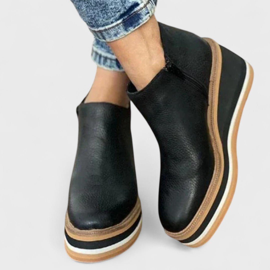 Refined waterproof wedge ankle boots