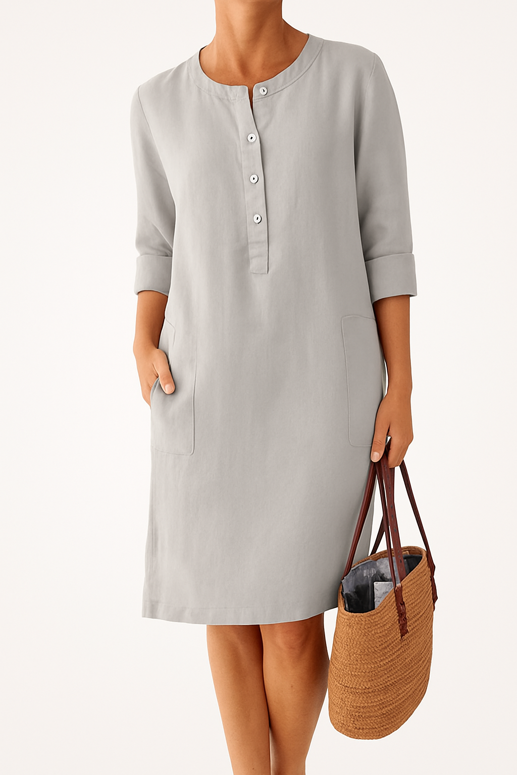 Lena - Long-sleeved linen dress