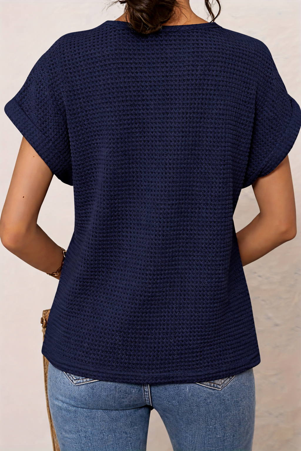 Rosa | Top with Round Neck and Lace Trim