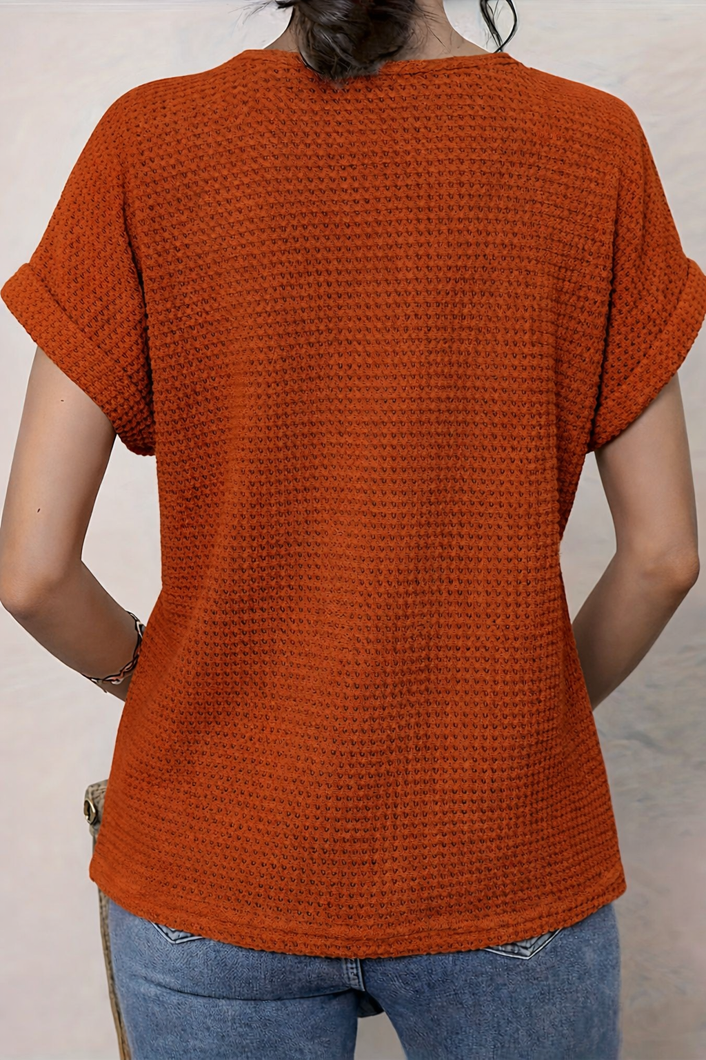 Rosa | Top with Round Neck and Lace Trim