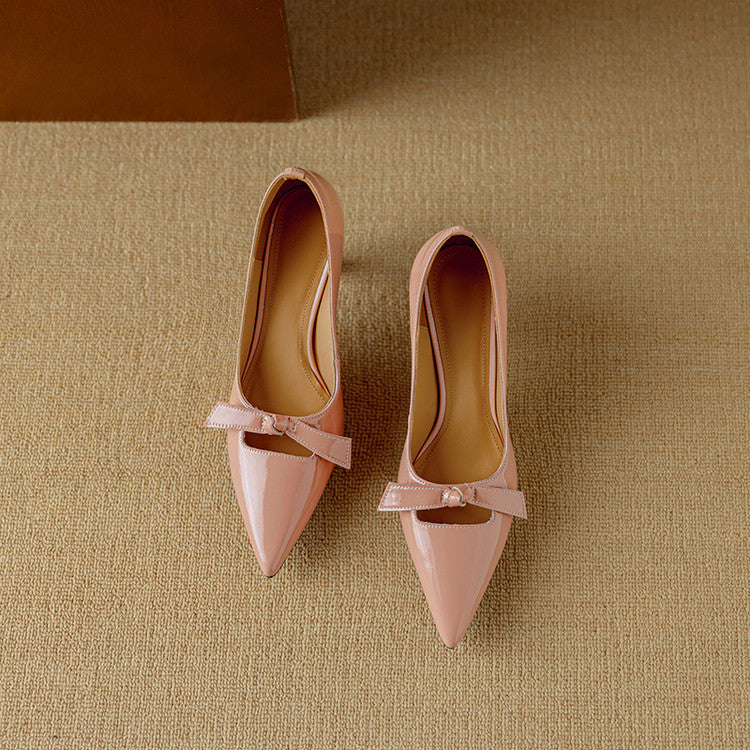 Rosalind | Women's Bow Detail Pumps Pointed Toe Kitten Heel Shoes