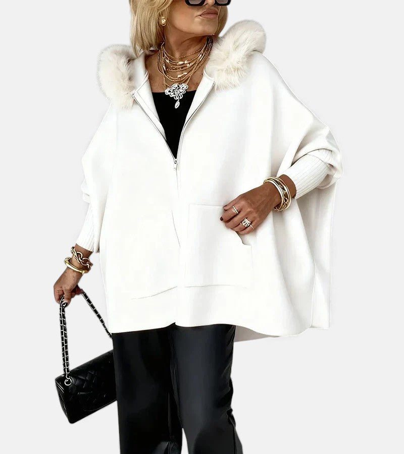 Minerva – Casual Hooded Coat with Fur Collar