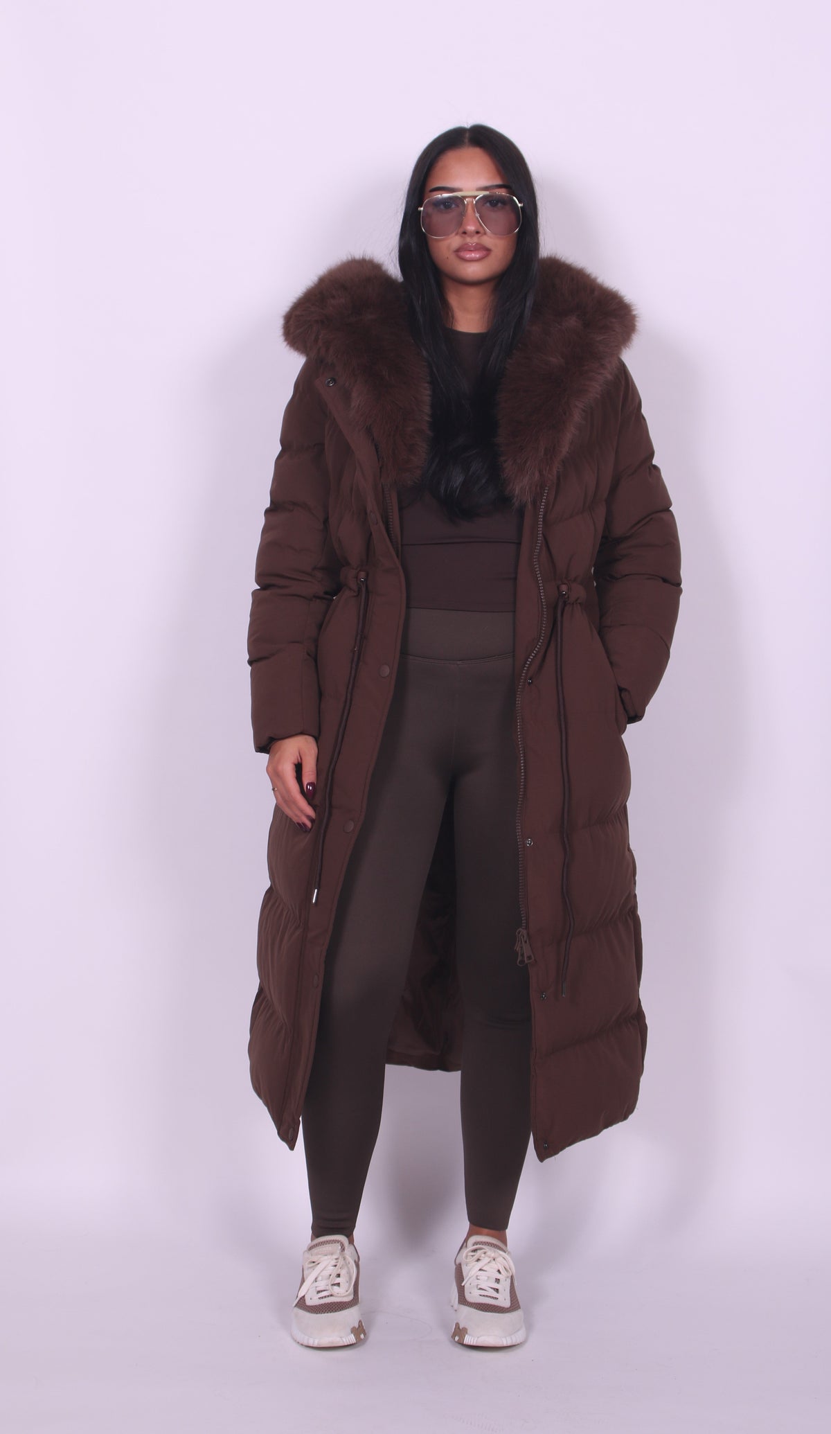 Alissa - Fur Hooded Longline Winter Coat