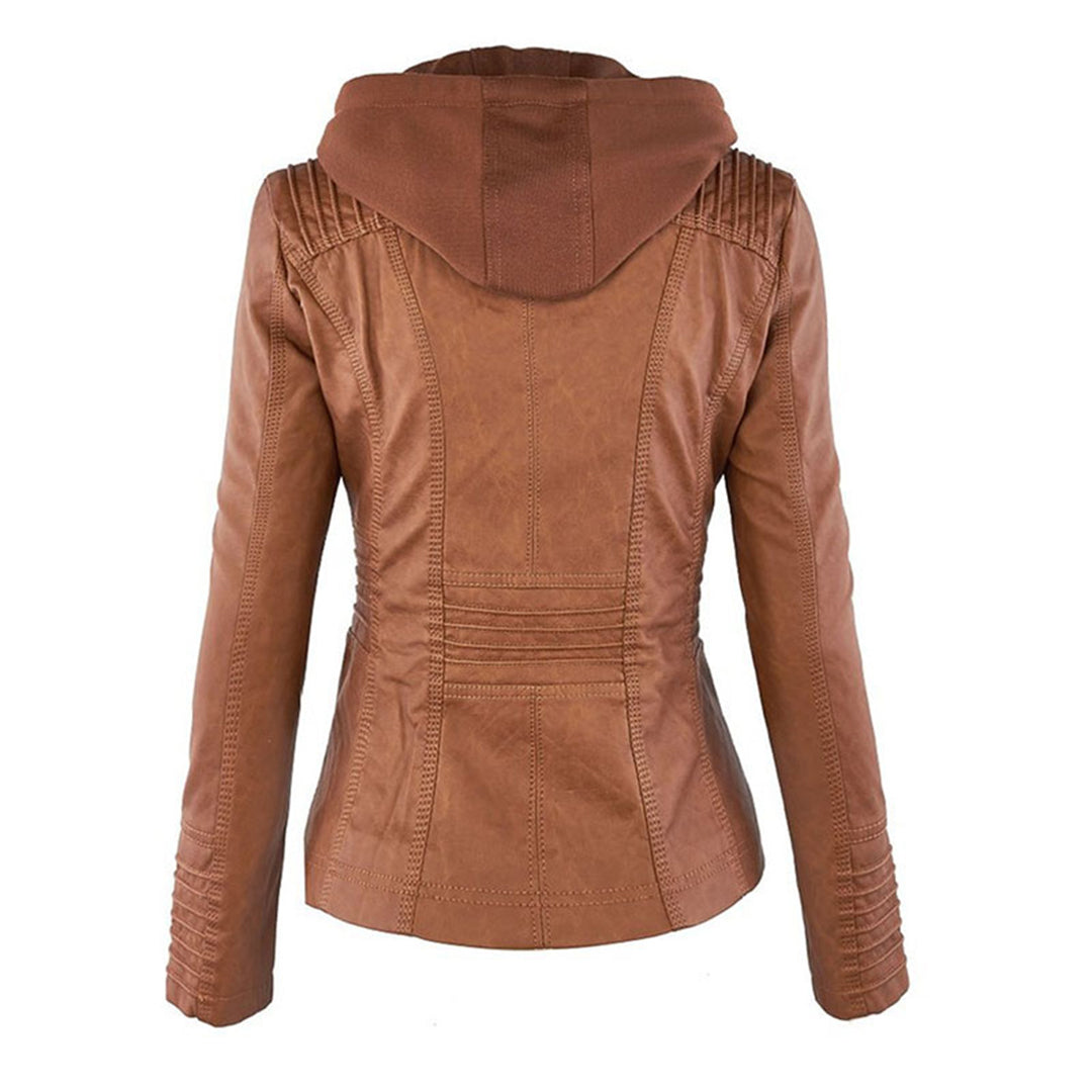 Cecille – Modern Leather Jacket with Hood