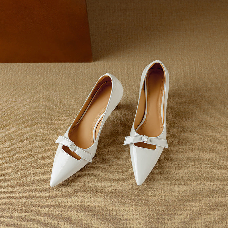 Rosalind | Women's Bow Detail Pumps Pointed Toe Kitten Heel Shoes