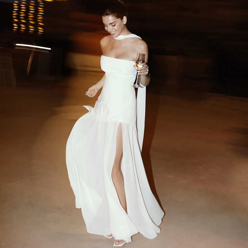Stella | Women's Wedding Guest Strapless Asymmetric Maxi Dress