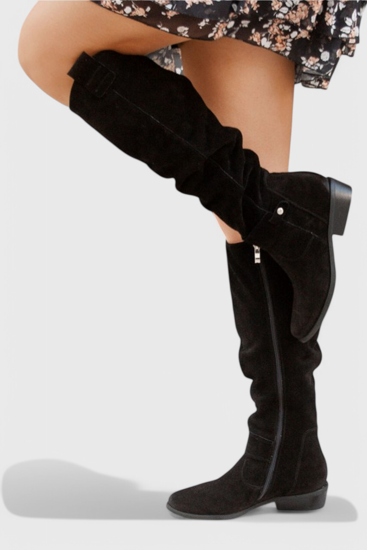 Stylish retro knee high boots with block heel