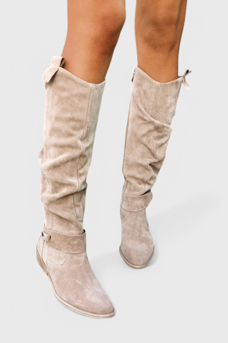 Stylish retro knee high boots with block heel