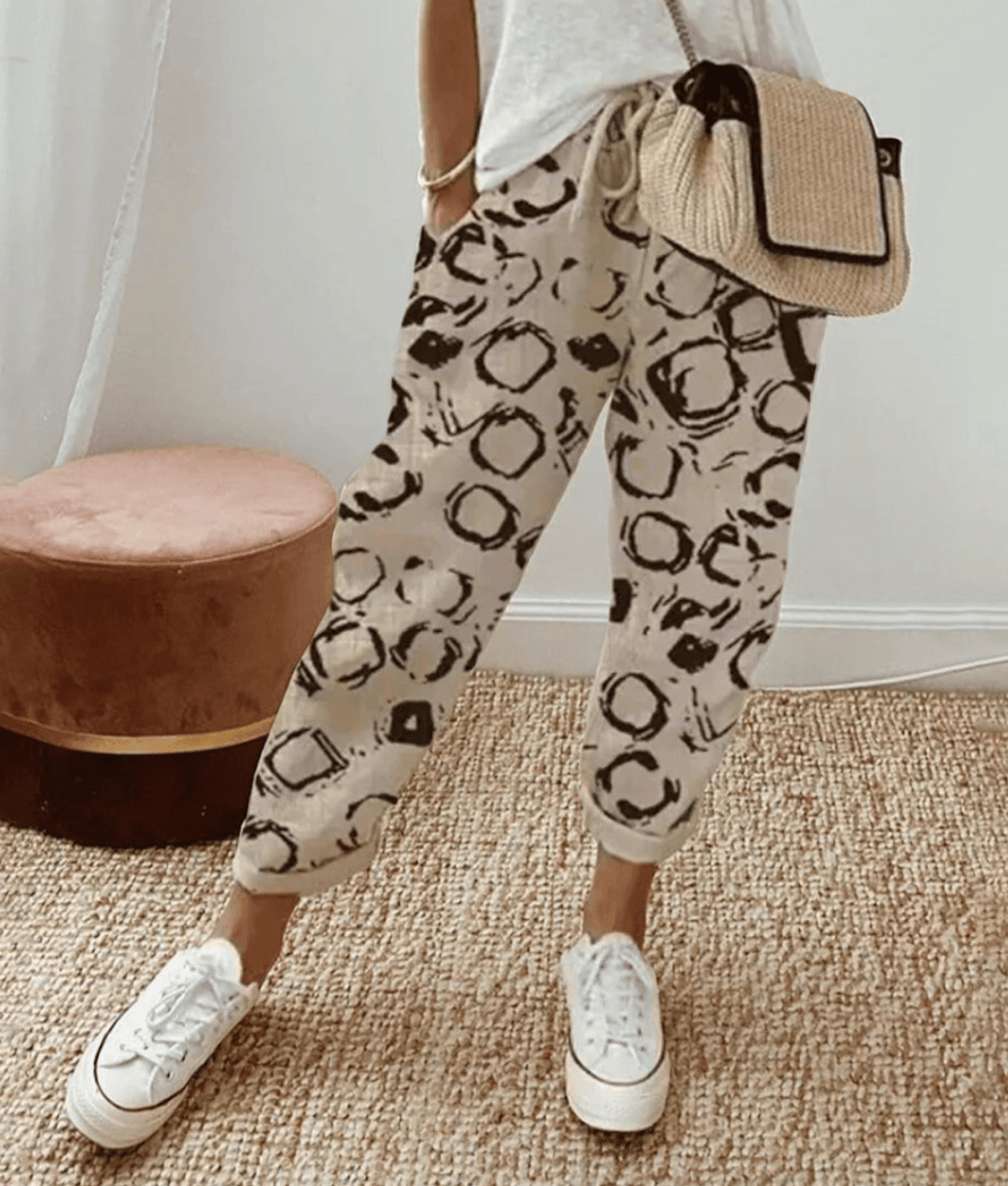 Elle | Flattering Fit & Comfort Waistband Trouser With Print