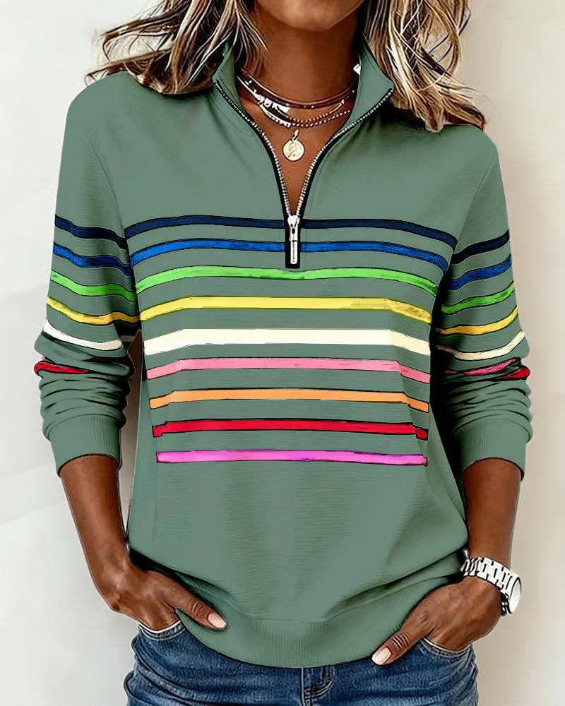 Maggie | Trendy Women's Colorful Zipper Top