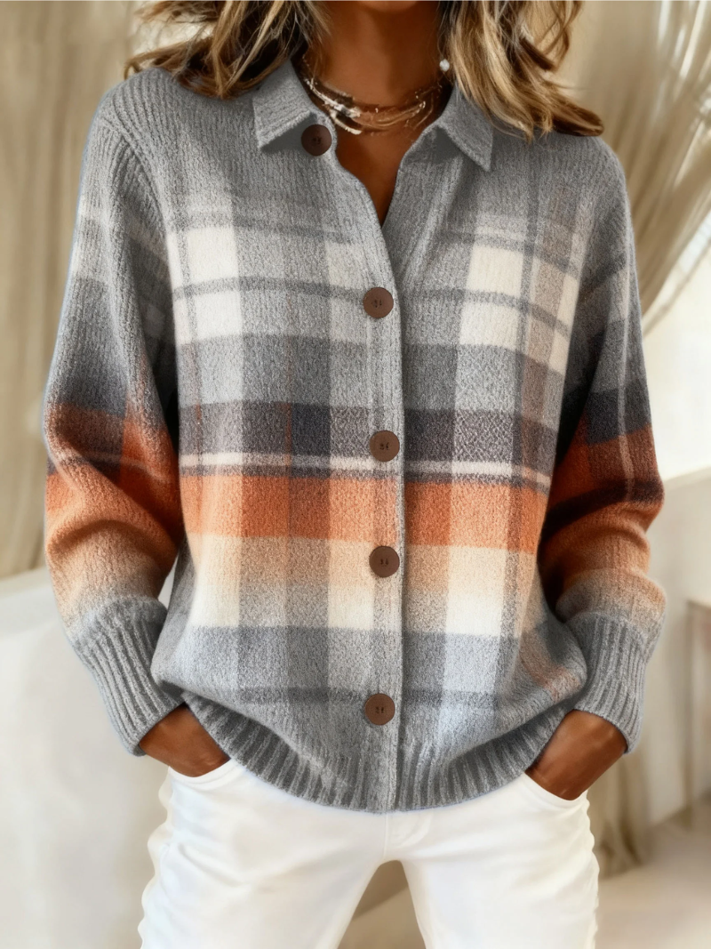 Airra – Soft Checkered Knit Cardigan
