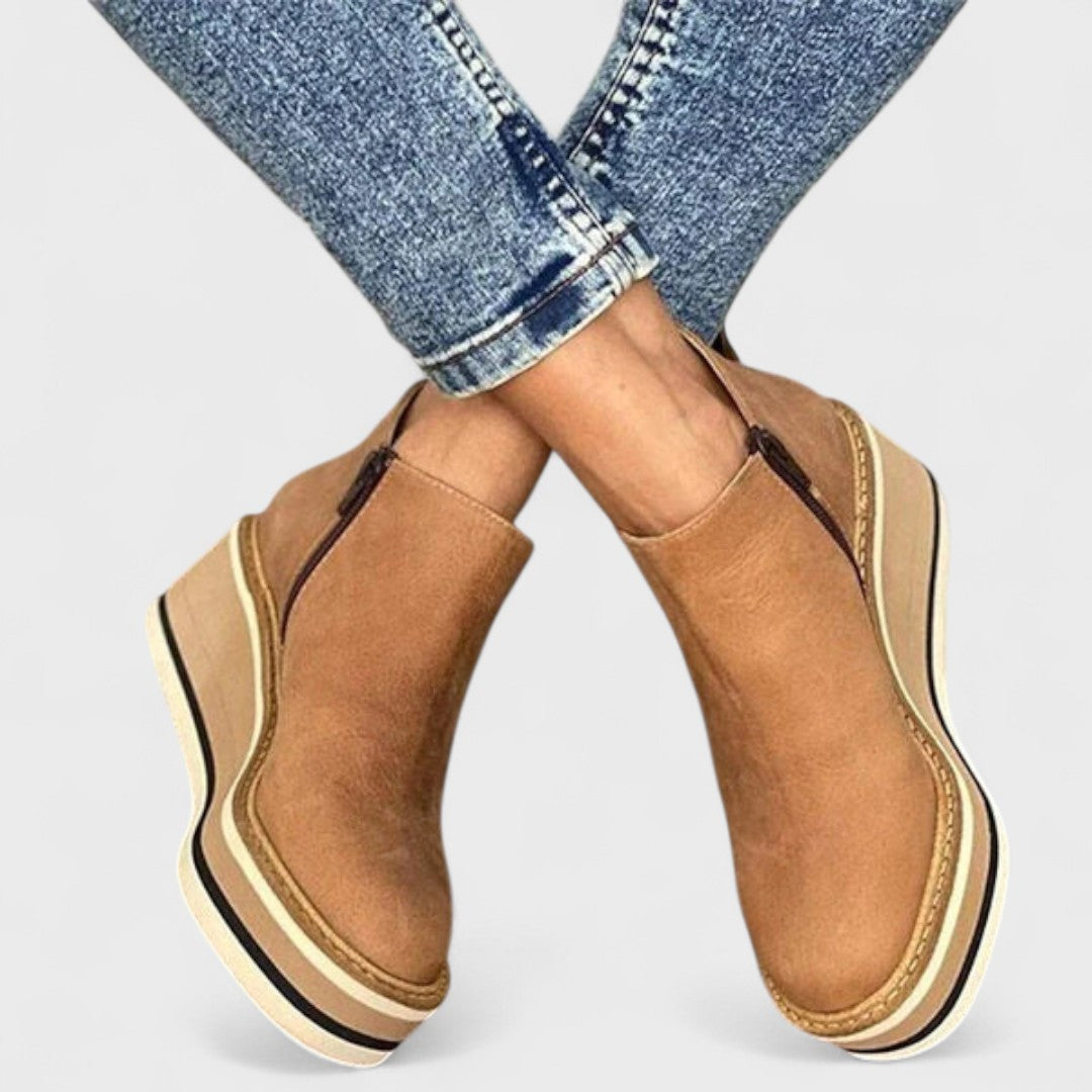 Refined waterproof wedge ankle boots
