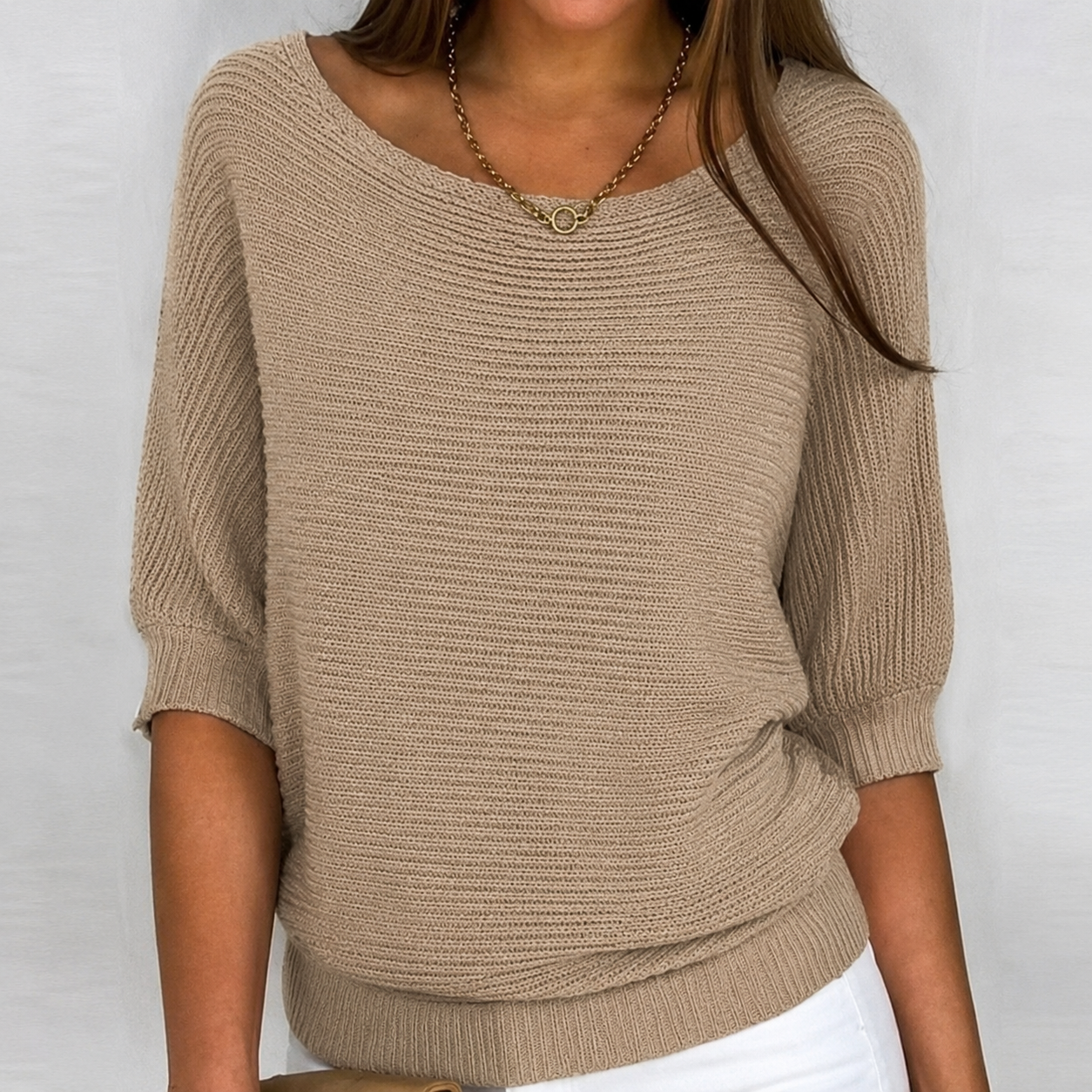 Relaxed oversized ribbed hem sweater top
