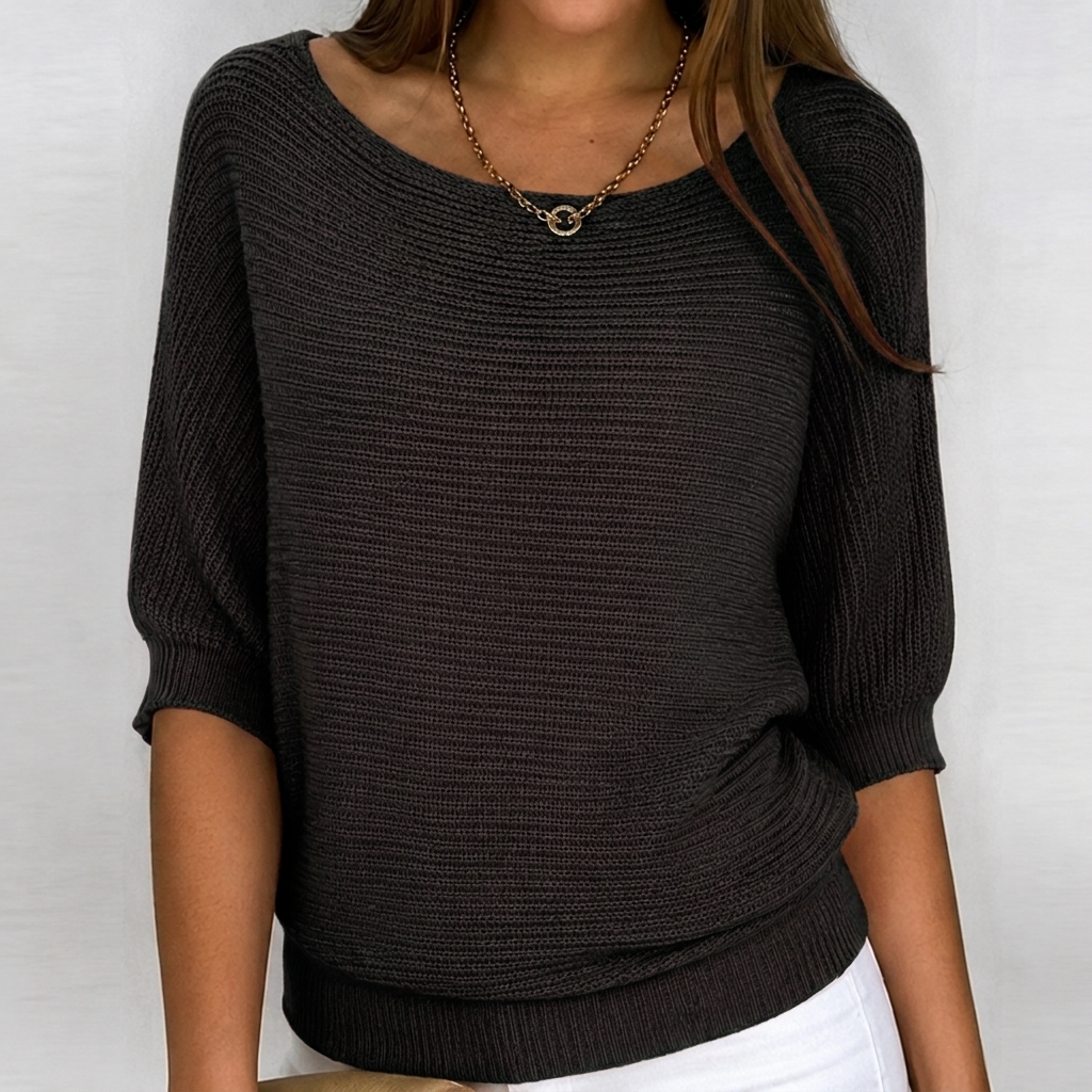 Relaxed oversized ribbed hem sweater top