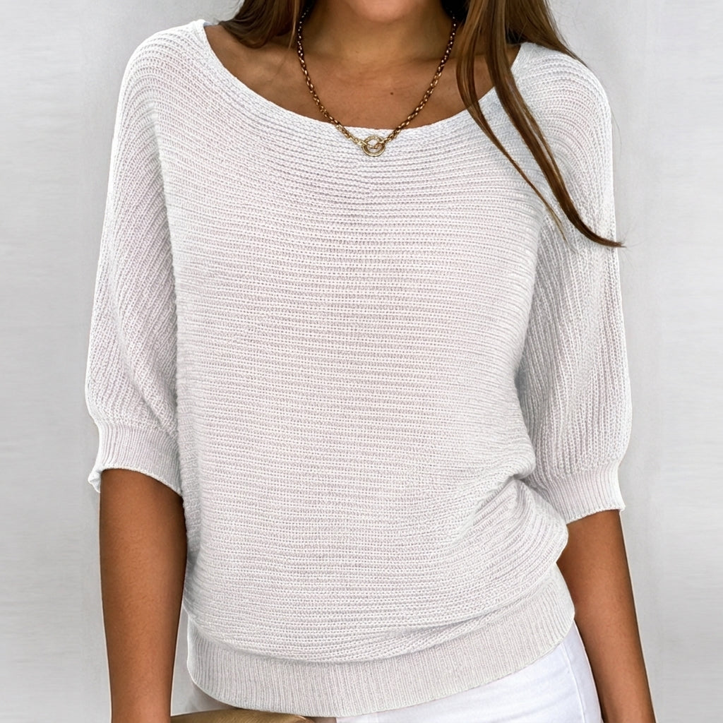 Relaxed oversized ribbed hem sweater top