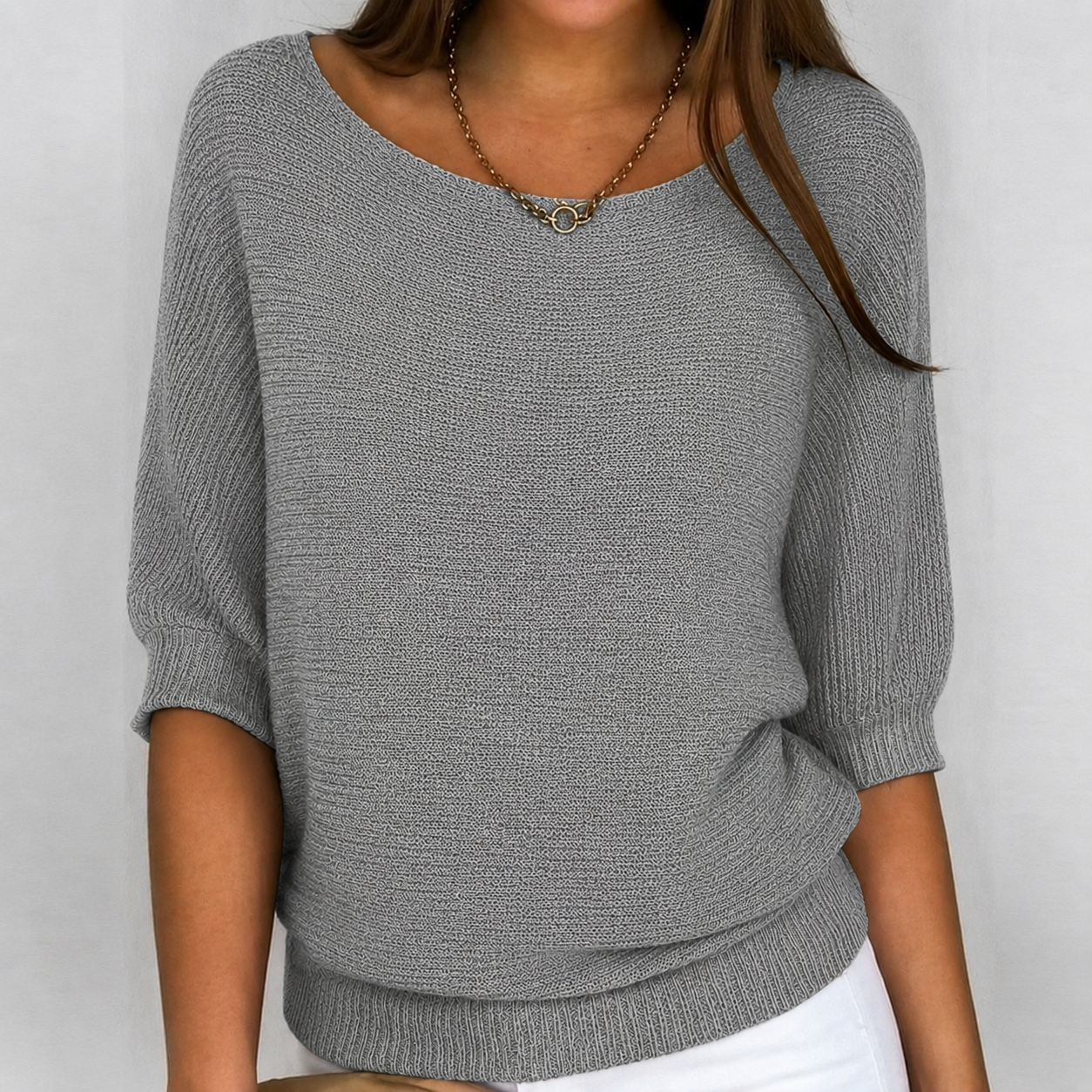 Relaxed oversized ribbed hem sweater top