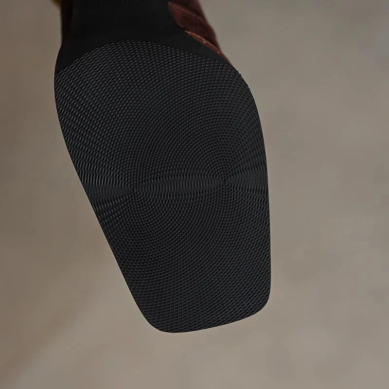 Constance | Women's Square Toe Block Heel Pumps Ankle Strap Brogue