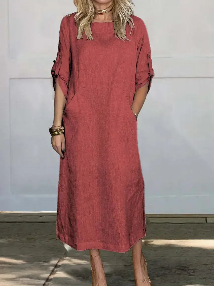 Poppy | Women's A-Line Loose Fit Draped Dress Evening