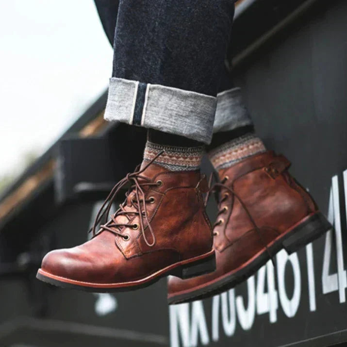 Fredie - Men’s Retro Round-Toe Boots