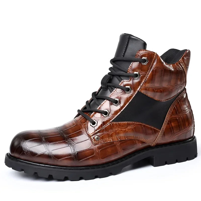 Dante - Croc Leather Boots