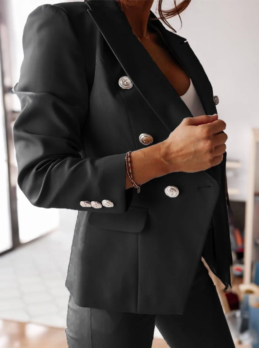 Remy | Women's Blazer Set Double Breasted Jacket Slim Pants Suit