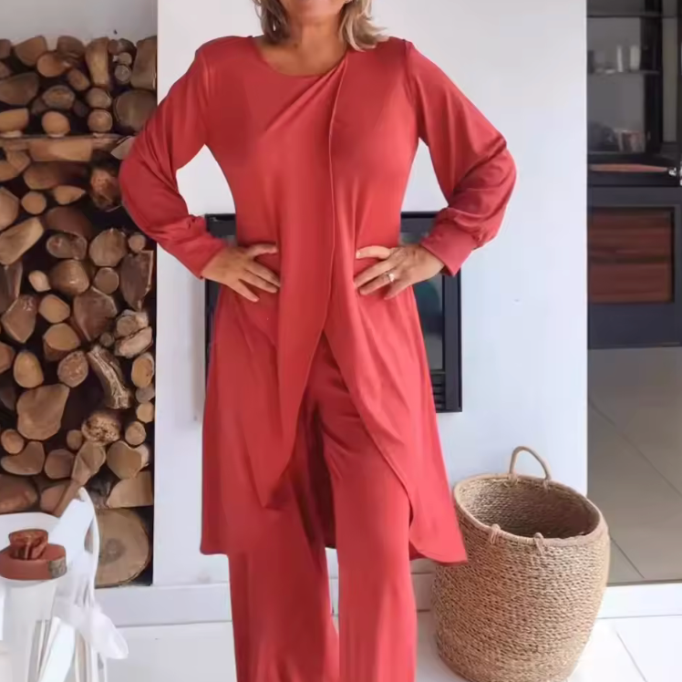 Haven | Women's Two Piece Set Long Sleeve Tunic Top Wide Leg Pants