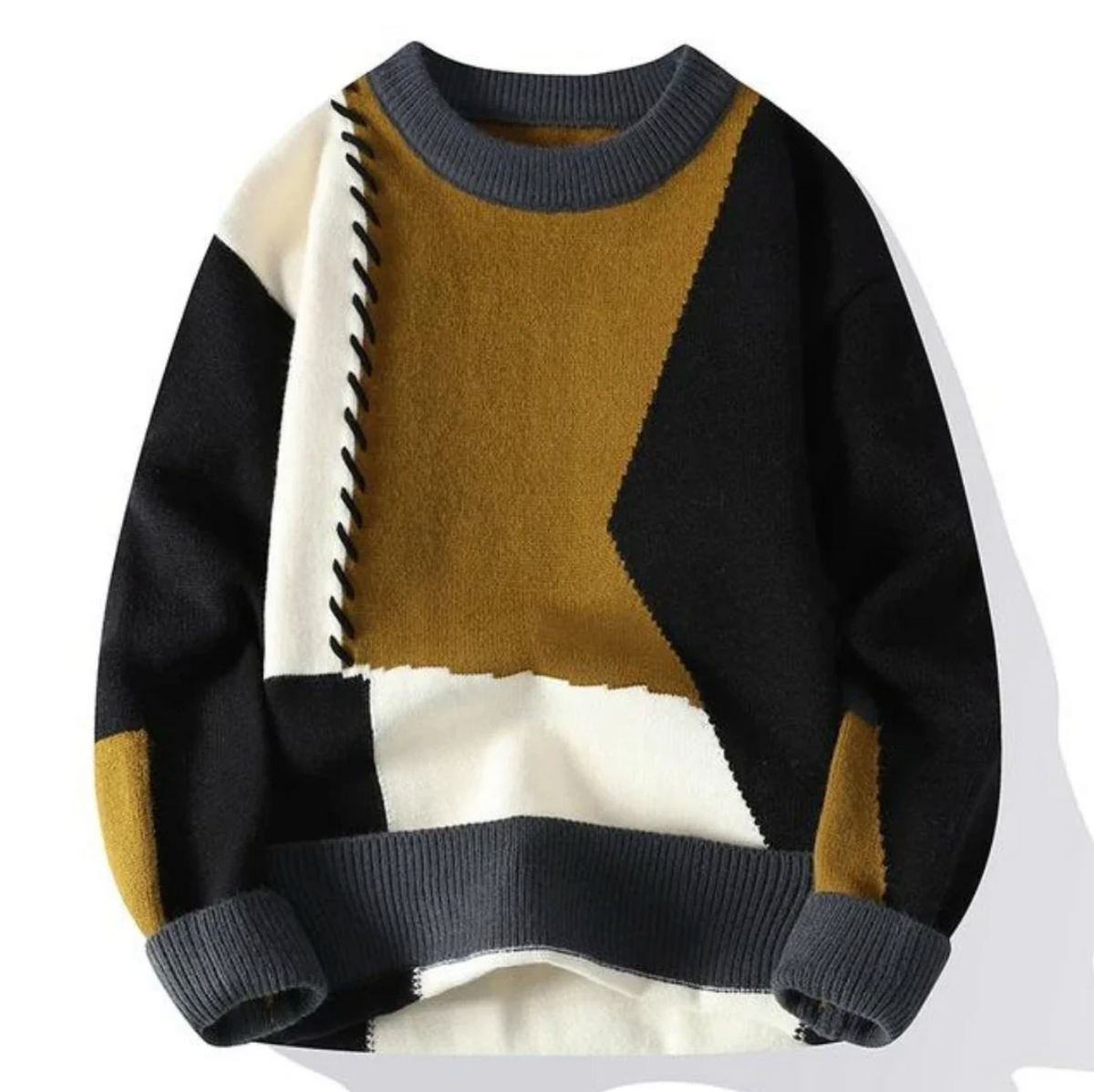 Clinton – Artistic Patchwork Sweater for Everyday Elegance