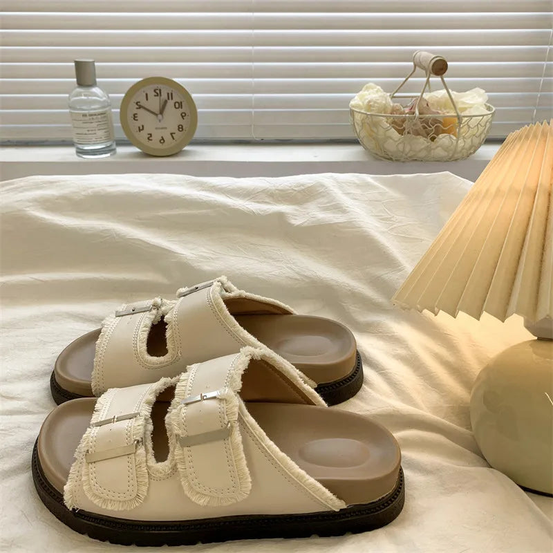 Solange | Women's Cushioned Slip-On Buckle Sandals