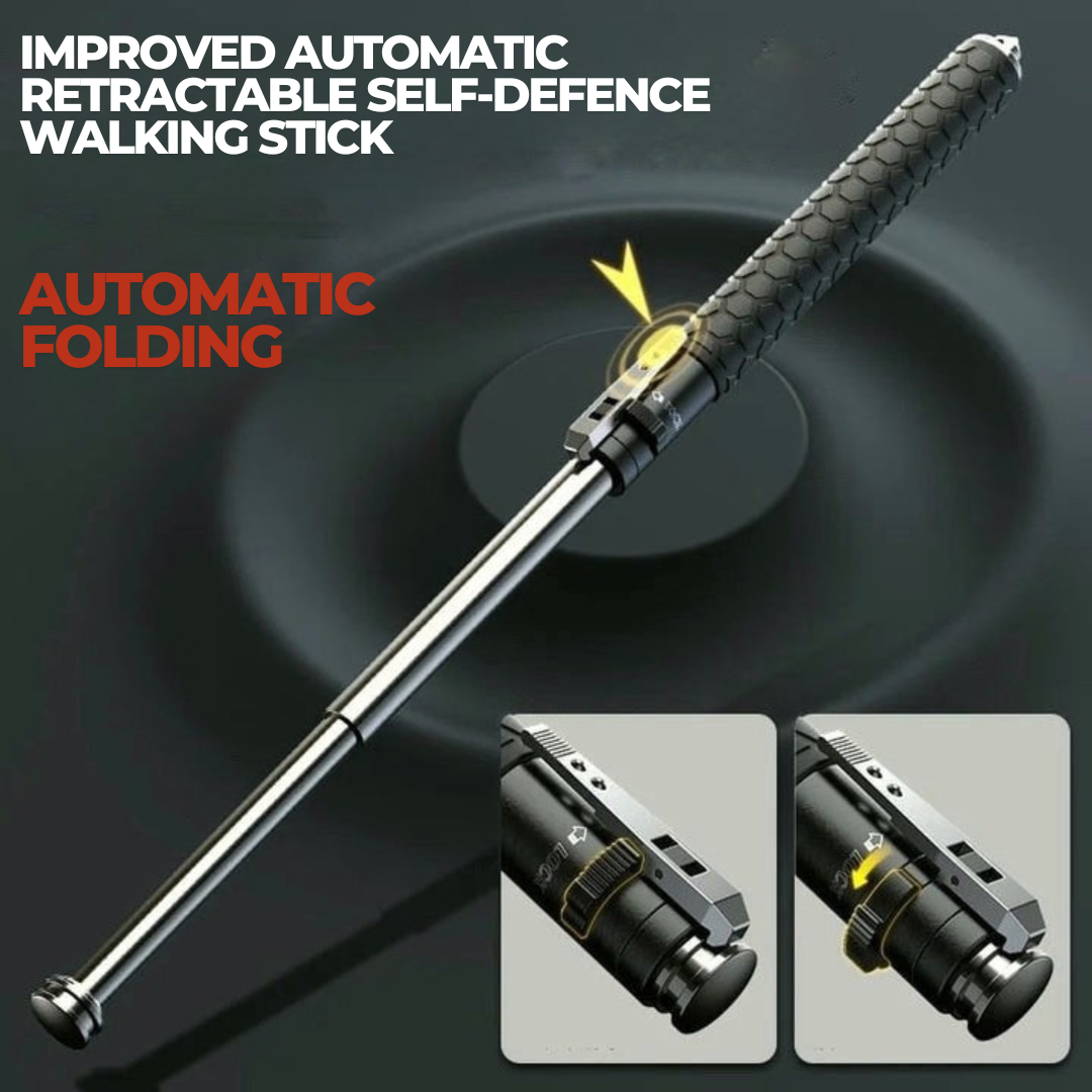 Telescopic Self-Defense Walking Stick | One-Click, Durable Safety Aid