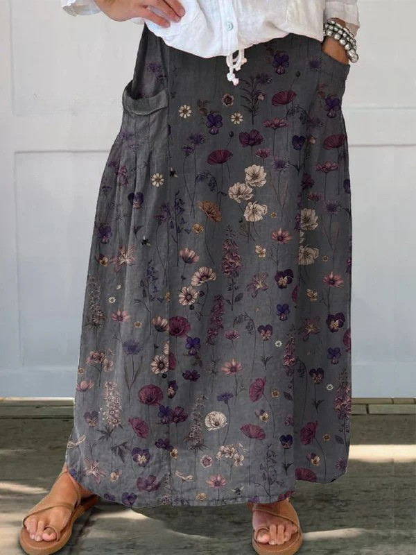 Ivy | Flower Art Print Pocket Skirt