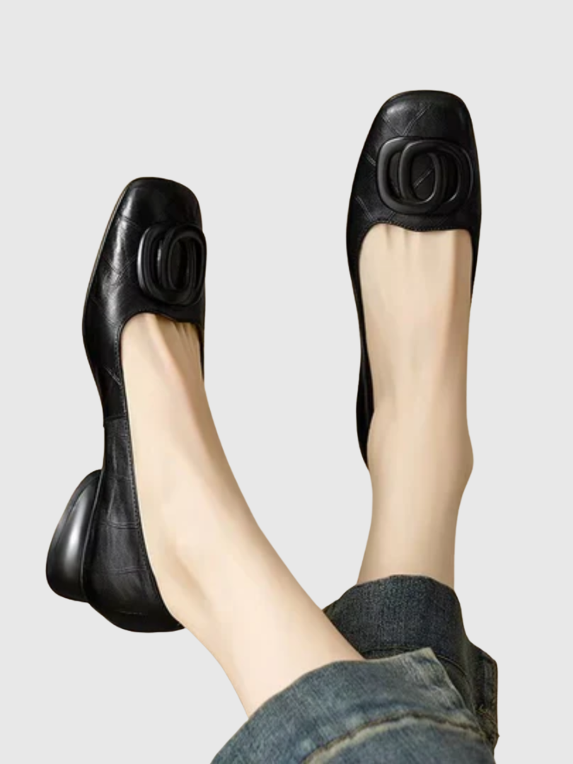 Erin - Leather Square-Toe Flats