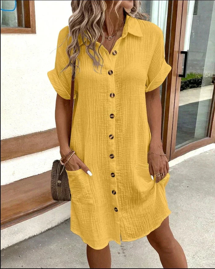 Lena - Oversized fabric polo dress