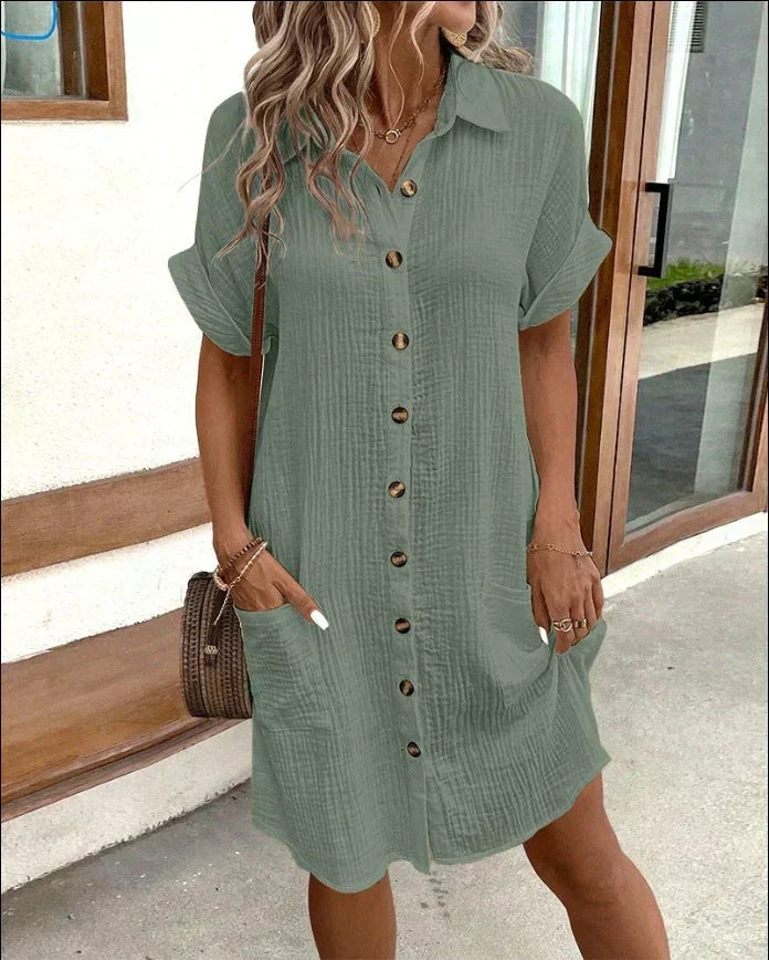 Lena - Oversized fabric polo dress