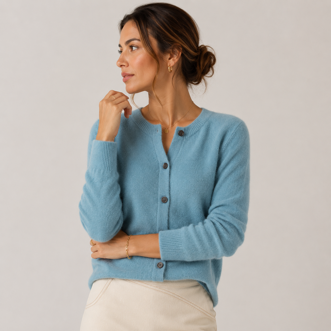 Women's Cashmere Look Cardigan Soft Button Front Knit Sweater