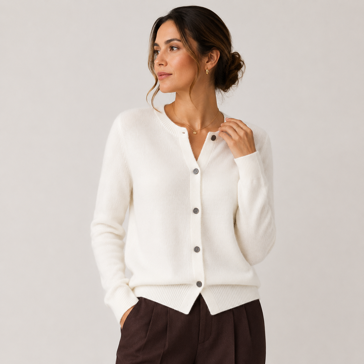 Women's Cashmere Look Cardigan Soft Button Front Knit Sweater
