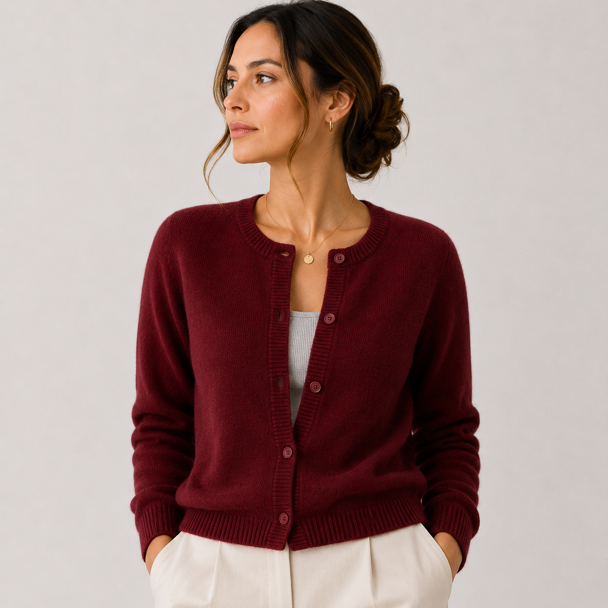 Women's Soft Knit Cardigan Classic Button Front Long Sleeve