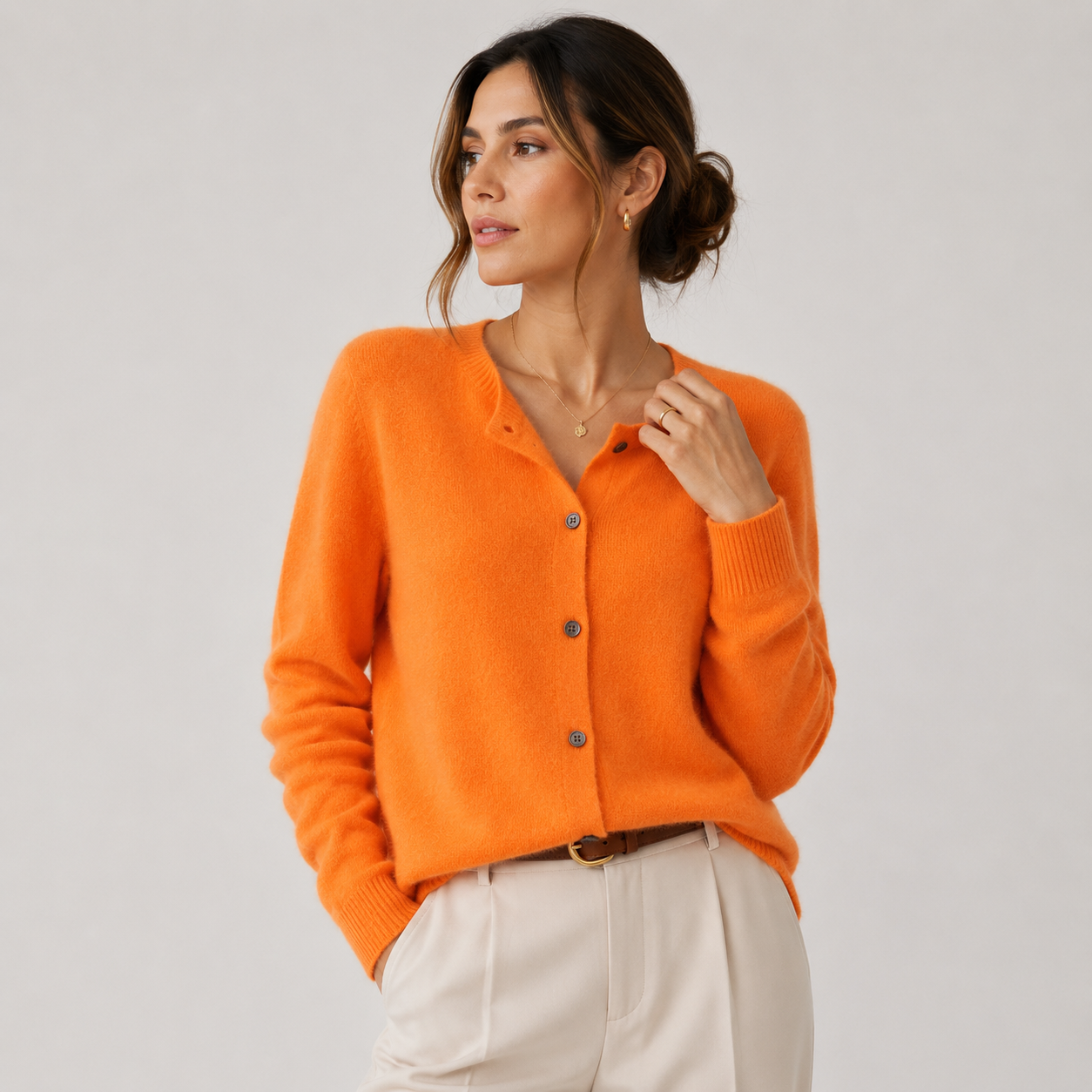 Women's Cashmere Look Cardigan Soft Button Front Knit Sweater