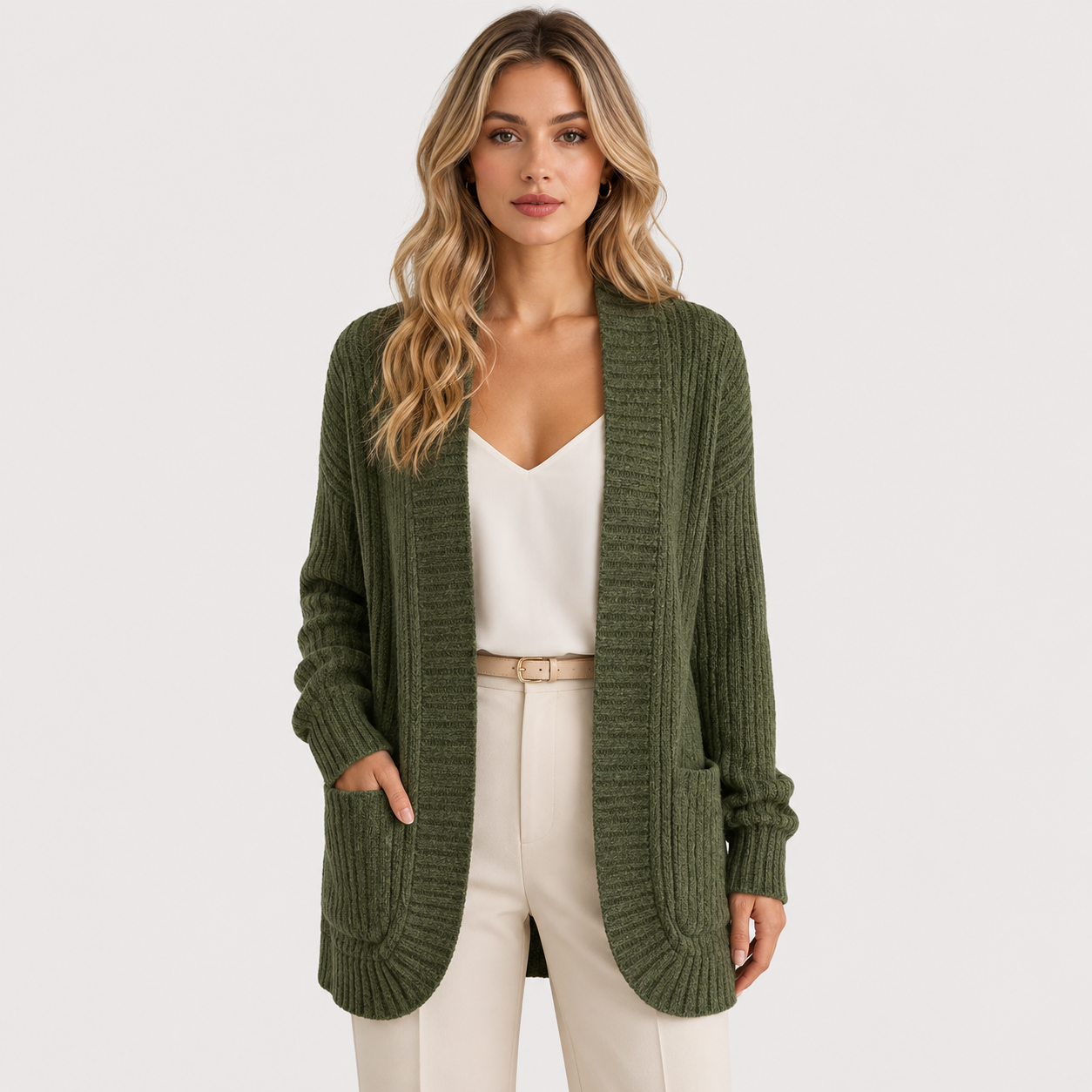 Women's Ribbed Sweater Long Sleeve Casual Knit Top