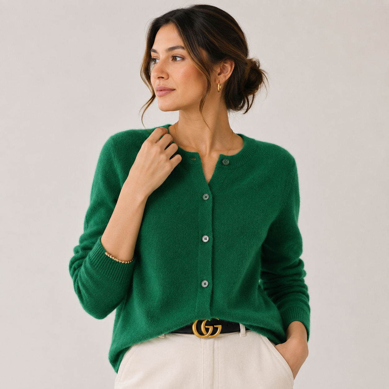 Women's Cashmere Look Cardigan Soft Button Front Knit Sweater