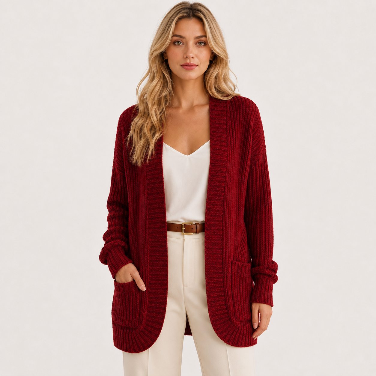 Women's Ribbed Sweater Long Sleeve Casual Knit Top
