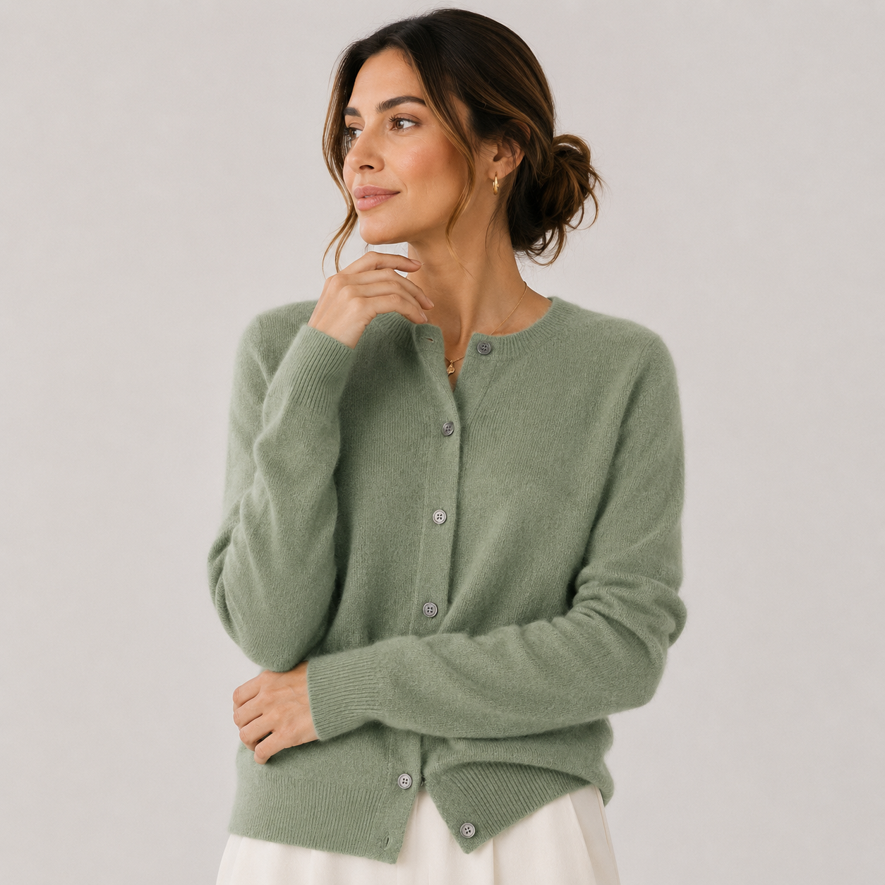 Women's Cashmere Look Cardigan Soft Button Front Knit Sweater
