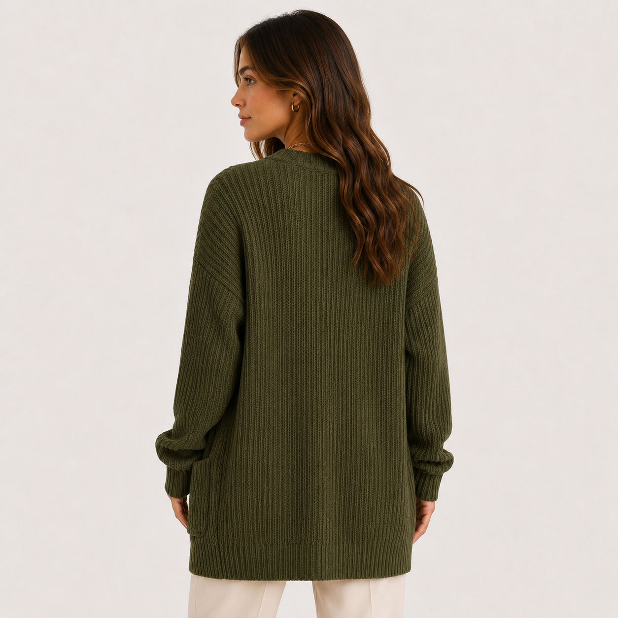 Women's Ribbed Sweater Long Sleeve Casual Knit Top