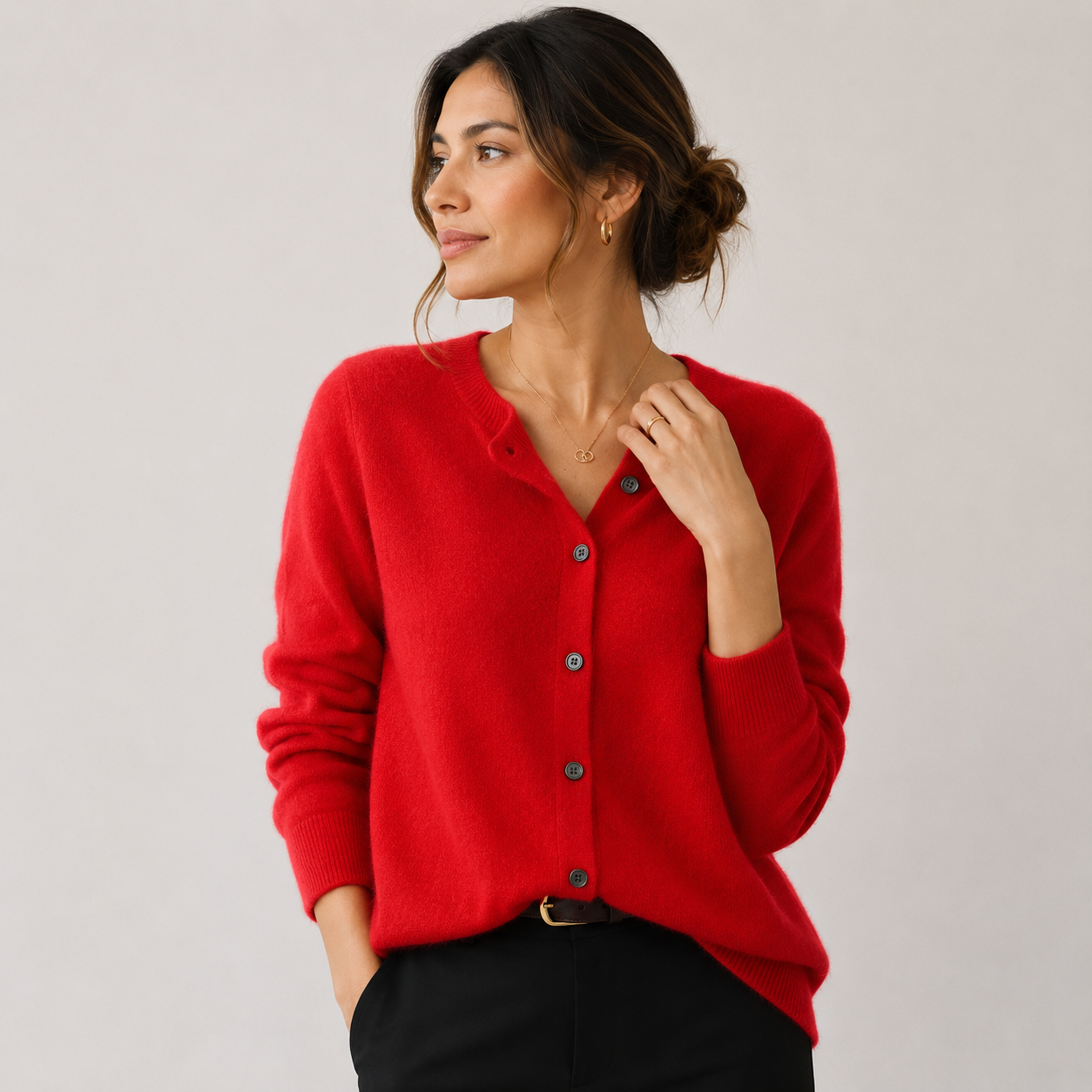 Women's Cashmere Look Cardigan Soft Button Front Knit Sweater