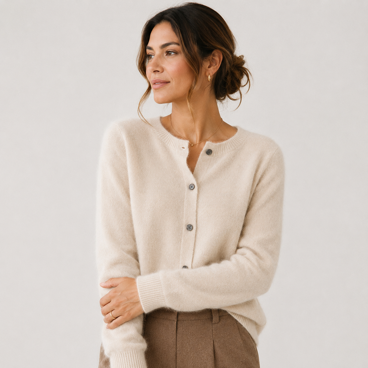 Women's Cashmere Look Cardigan Soft Button Front Knit Sweater