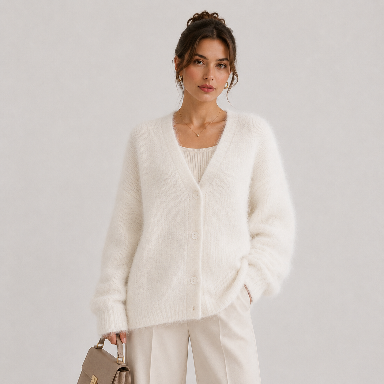 Women's Knit Cardigan Comfortable Long Sleeve Button Sweater