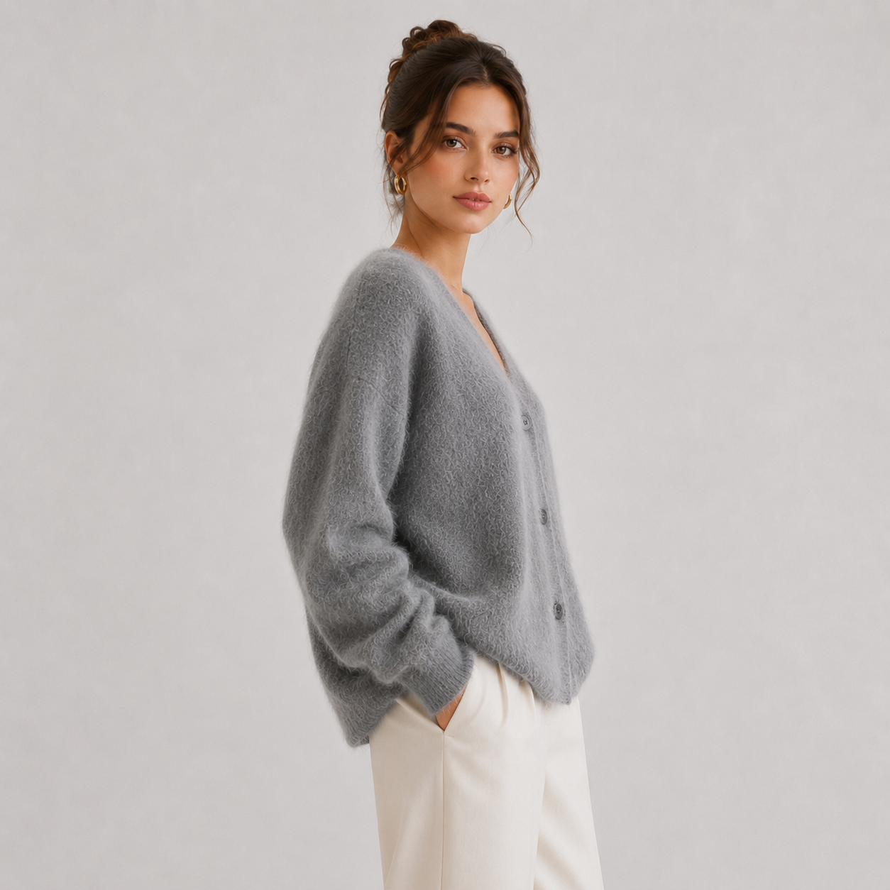 Women's Knit Cardigan Comfortable Long Sleeve Button Sweater
